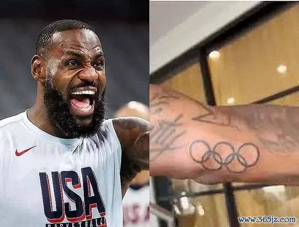 詹姆斯右臂新添奥运五环纹身 致敬奥运金牌荣耀
